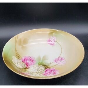 Vintage RS Germany Salad Pasta Serving Bowl 9.25" Flower Floral Pink Rose